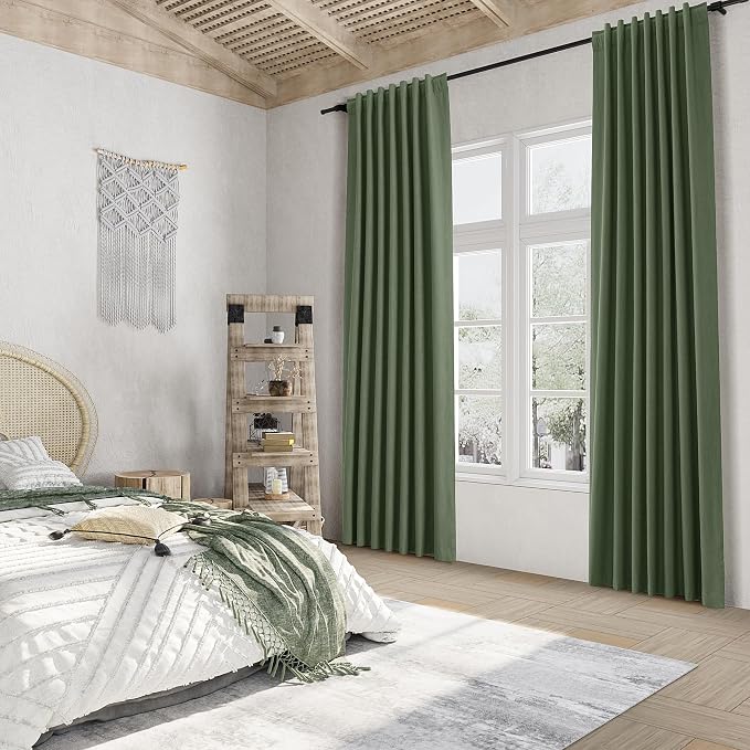 Guken Olive Green 100% Blackout Curtains 102 Inch Length 2 Panels Set - Image 7