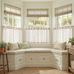 jinchan Belrose Linen Floral Kitchen Curtains 24 inch Length Embroidered - Image 2