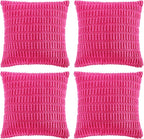 Fancy Homi 4 Packs Boho Hot Pink Decorative Throw Pillow Covers 20x20 Inch by Fancy+Homi
