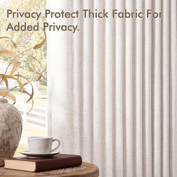 MIULEE Pinch Pleated Thick Linen Curtains 86 Inches Long 2 Panels Set - Image 7
