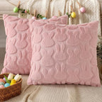 decorUhome Easter Bunny Pillow Covers 20x20 Inch Set of 2, Soft Plush Faux Wool - Image 4