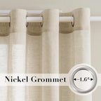 H.VERSAILTEX Linen Curtains Natural Linen Semi-Sheer Curtains 2 Panels Nickel - Image 2