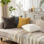 decorUhome Summer Mustard Yellow Chenille Throw Pillow Covers 18x18 Set of 2 - Image 6