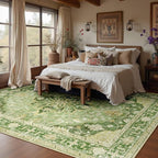 RELEANY Area Rugs 10'x14' Washable Non-Slip, Floral Vintage Distress Print - Image 2