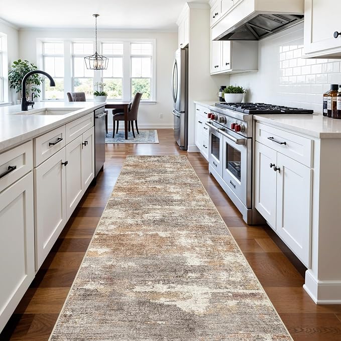 3x10 Washable Kitchen Runner Rug: Modern Abstract Runners - Image 2