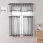 Lecloud Charcoal Grey Sheer Kitchen Curtains 36 Inch Length 2 Pcs, Sheer Voile - Image 8