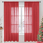 BGment Red Linen Curtains 72 Inches Long by BGment