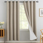 Yakamok Natural Linen Curtains 100% Blackout 72 Inches Long, Room Darkening by Yakamok