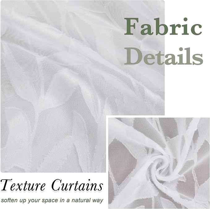Lecloud Leia 2 PCS White Valance Sheer Curtains Tiers 24 Inch Long, Clip - Image 8