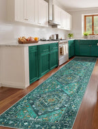 SERISSA Runner Rug for Hallways, Extra Long Boho Rug Ultra Soft Vintage Teal - Image 2