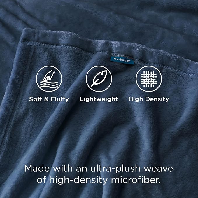 Bedsure GentleSoft Fleece Bed Blankets Full Size Mineral Blue - Image 3