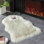 AMTOVO Faux Fur Rug, Light Grey Small Area Rug, Fluffy Sheepskin Rug, Fuzzy - Image 2