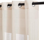 NICETOWN Natural Open Linen Weave Flax Sheer Window Curtains, Ring Top Semi - Image 2