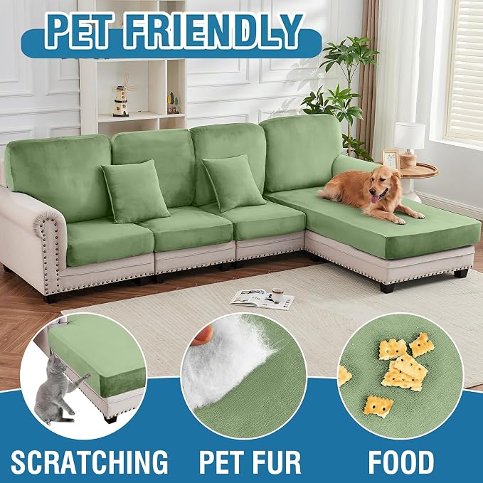 Couch Cover Stretch Velvet Sofa Cushion Cover 1-Piece - Image 4