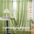 BGment 45 Inch Length Green Linen Curtains - Image 4
