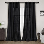 Nanspring Long Black Curtain 105 inches Long 2 Panels Set by Nanspring