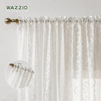 WAZZIO Boho Lace Curtains 2 Panels 63 Inches -Cute Vintage Victorian Sheer - Image 7