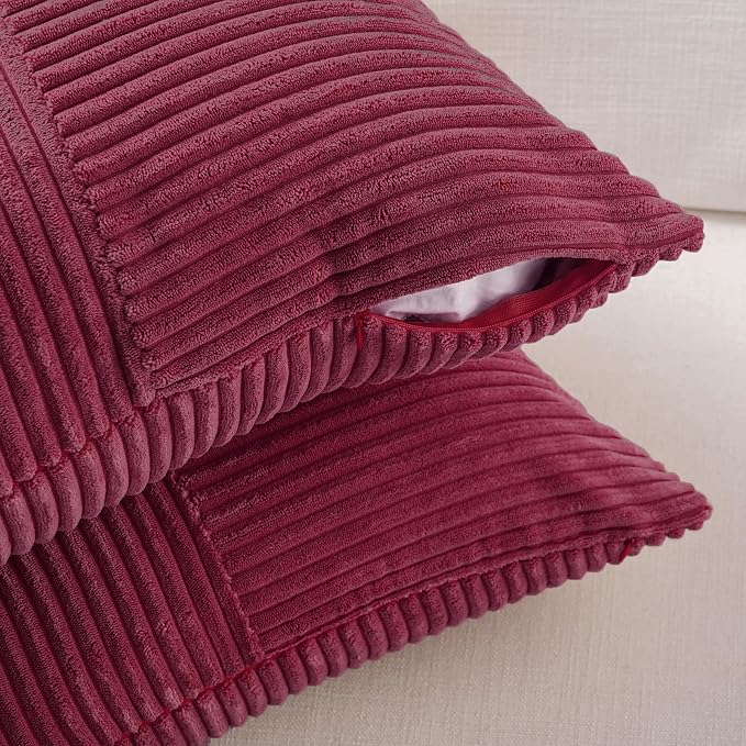 Fancy Homi 2 Packs Burgundy Lumbar Decorative Throw Pillow Covers 12x20 Inch - Image 4