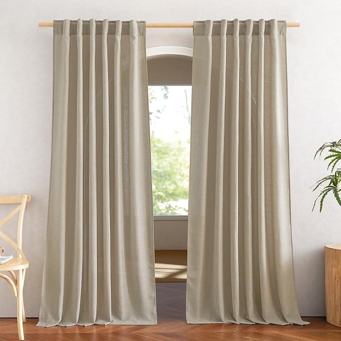 NICETOWN Taupe Curtains 84 inch Length 2 Panels Set, Rod Pocket & Back Tab by NICETOWN