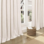 Nanspring Beige Linen Blend Light Filtering Curtains 86 Inches Long 2 Panel Set - Image 6