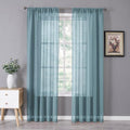 Tollpiz Sheer Curtain Linen Textured Bedroom Curtains Sheer Light Filtering Rod by Tollpiz