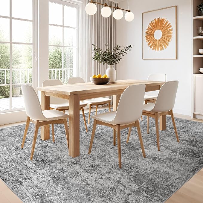 Nakagishi 7x9 Area Rugs Living Room: Washable Abstract Large Neutral Soft Rug - Image 5