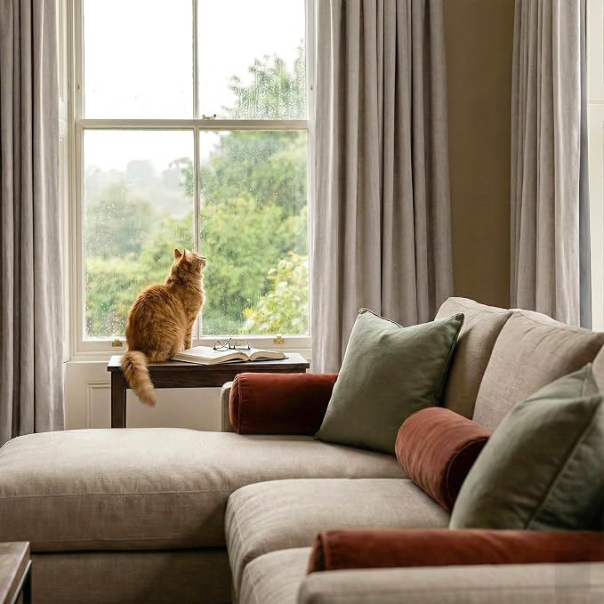 RYB HOME Natural Beige 100% Blackout Linen Curtains - Image 5