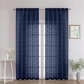 Chyhomenyc Navy Blue Sheer Curtains 90 Inch Length 2 Panels Set, Light by Chyhomenyc