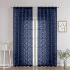 Chyhomenyc Navy Blue Sheer Curtains 90 Inch Length 2 Panels Set, Light by Chyhomenyc