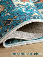 SERISSA Runner Rug for Hallways, Extra Long Boho Rug Ultra Soft Vintage Blue - Image 7