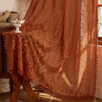 WAZZIO Boho Lace Curtains 54 Inch 2 Panels-Vintage Sheer Panel Drape Floral by WAZZIO