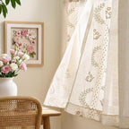 jinchan Belrose Linen Floral Kitchen Curtains 36 inch Length Embroidered - Image 4