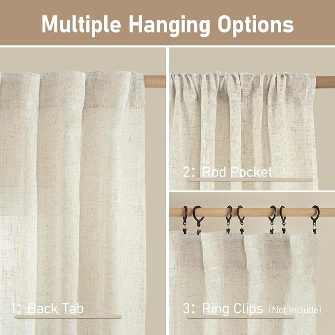 LAMIT Short Linen Curtains 45 Inches Long - Image 3