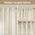 LAMIT 68 inch Semi Sheer Linen Curtains 2 Panels Set, Cream Ivory Light - Image 6