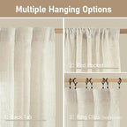 LAMIT Natural Linen Boho Curtains 80 inch Length 2 Panels, Cream Ivory Light - Image 2