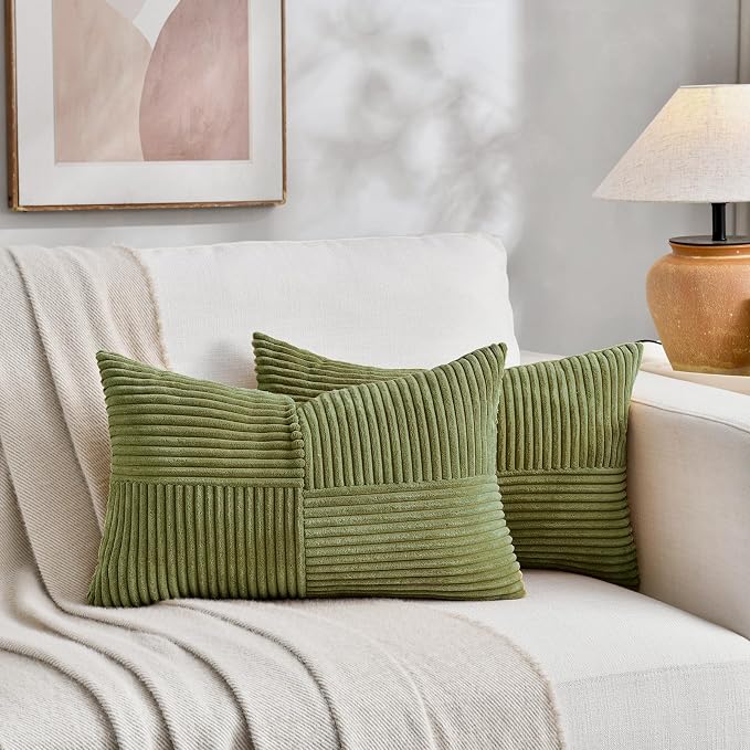 Fancy Homi 2 Packs Moss Green Lumbar Decorative Throw Pillow Covers 14x22 Inch - Image 5