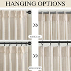 Pinch Pleated Look Light Filtering Curtains 84 Inch Length, 2 Panels Linen - Image 8