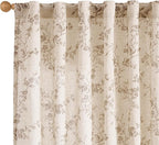 "Lazzzy Farmhouse Polyester blended Curtains Taupe Floral Curtains 96 Inch by Lazzzy