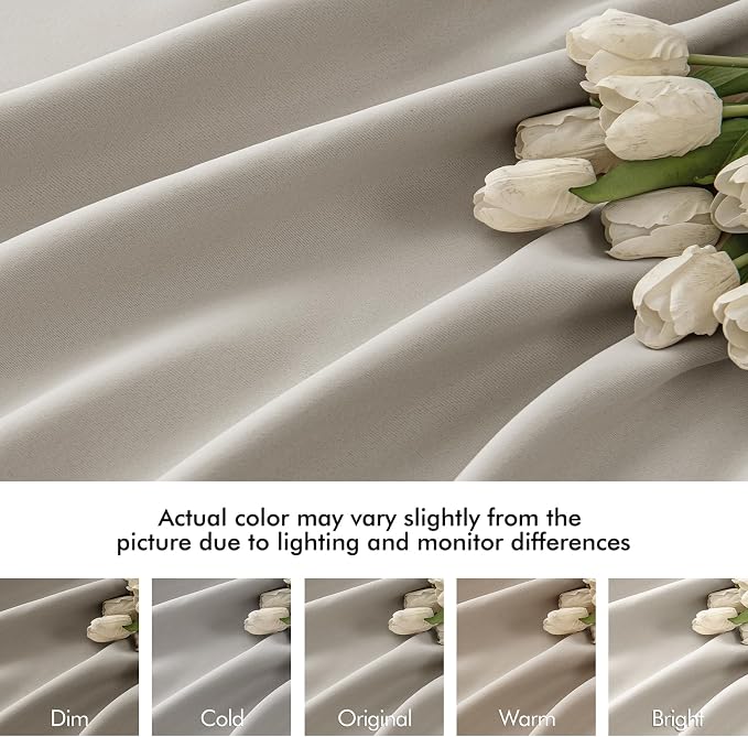 MIULEE Natural Back Tab Blackout Curtains 102 Inch Long 2 Panels Set - Image 8