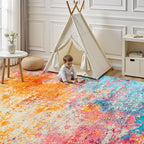 Rugflix 4x6 Area Rugs for Living Room, Washable Large Multicolor Rug - Image 8