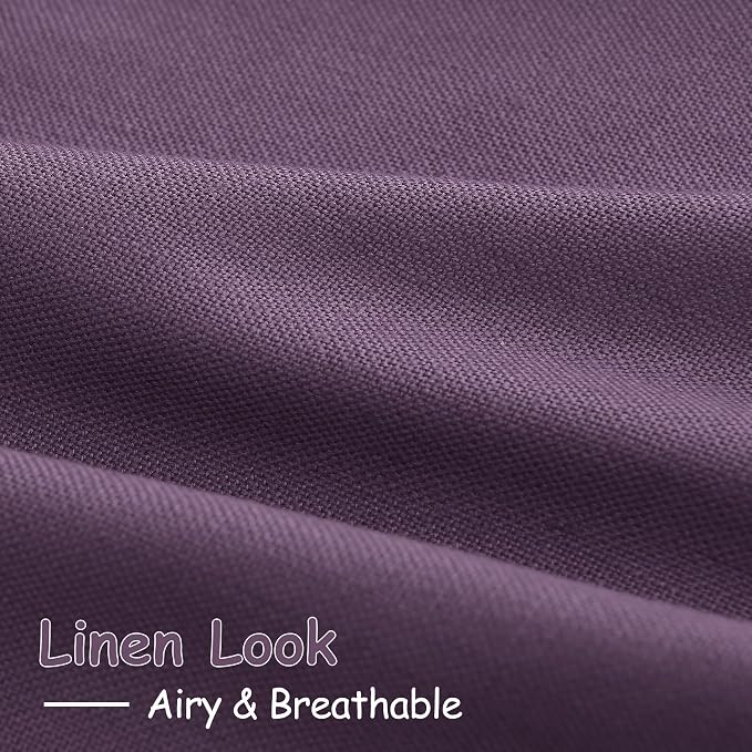 Nanspring Plum Linen Curtains 84 Inch Length 2 Panels Set - Image 5