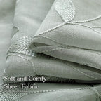 HOMEIDEAS Sage Green Sheer Curtains 52 X 84 Inches Long 2 Panels Embroidered - Image 4
