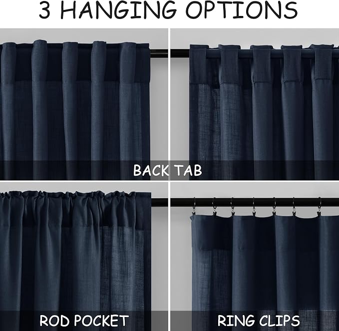 Navy Blue Curtains 84 inch Length - Image 3