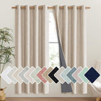 NICETOWN Cream Bedroom Full Blackout Linen Curtain Panels Set of 2, Thick by NICETOWN