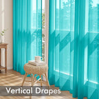 MIULEE Turquoise Sheer Curtains 90 Inches Long, 4 Panels Set, Light Filtering - Image 5