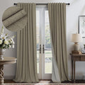 Taupe Blackout Curtains 90 Inches Long Thick Linen Patio Curtain by Pitalk