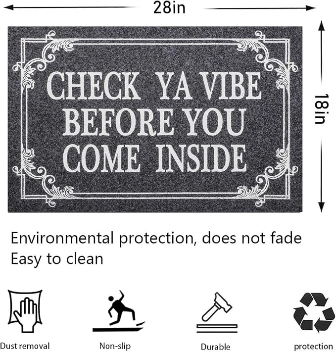Front Door Indoor Outdoor Entrance Doormat Grey Rubber Welcome Door Mat Come - Image 3