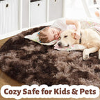 Amdrebio Tie-Dyed Brown Round Circle Rugs 4Ft - Image 6