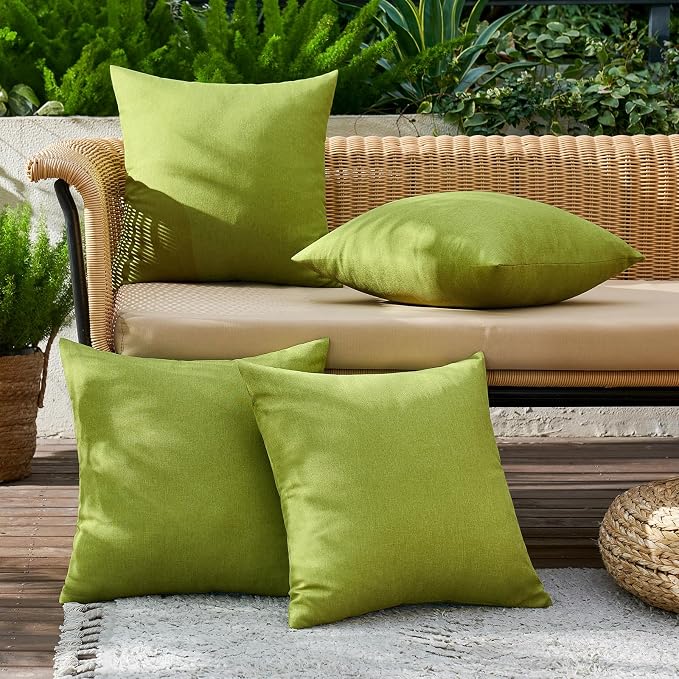 MIULEE Pack of 4 Decorative Outdoor Throw Pillow Covers Linen Waterproof Pillow - Image 3