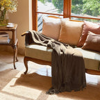 lifein Throw Blanket for Couch, Soft Boho Decor Bed Throw, Cozy Brown Knitted - Image 8